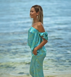 T-Shirt Isha – Turquesa – Estilo boho – Miss June Paris – 1