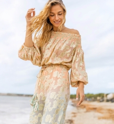 Pantalón BELLY: durazno/aqua - decorado en dorado - bohemio - Miss June Paris - 2