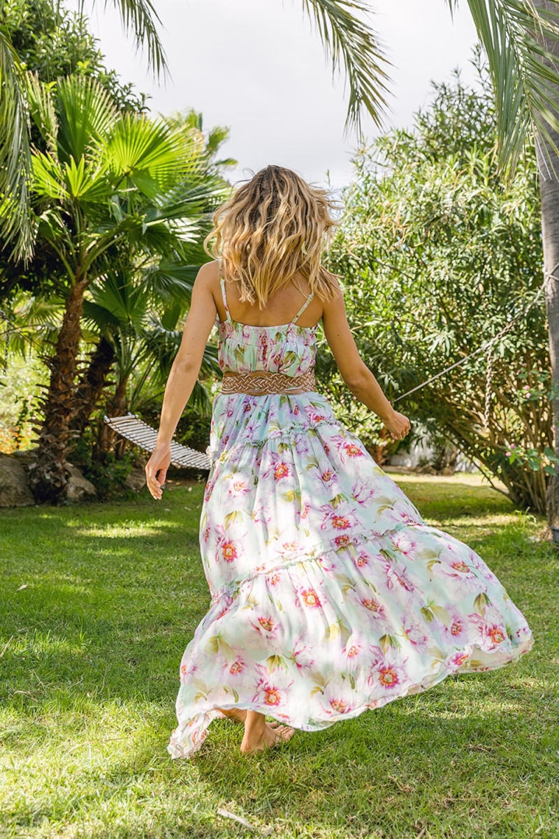 Vestido longo Petal – Floral – Sem mangas – Miss June Paris – 3