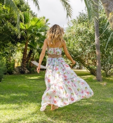 Vestido longo Petal – Floral – Sem mangas – Miss June Paris – 3