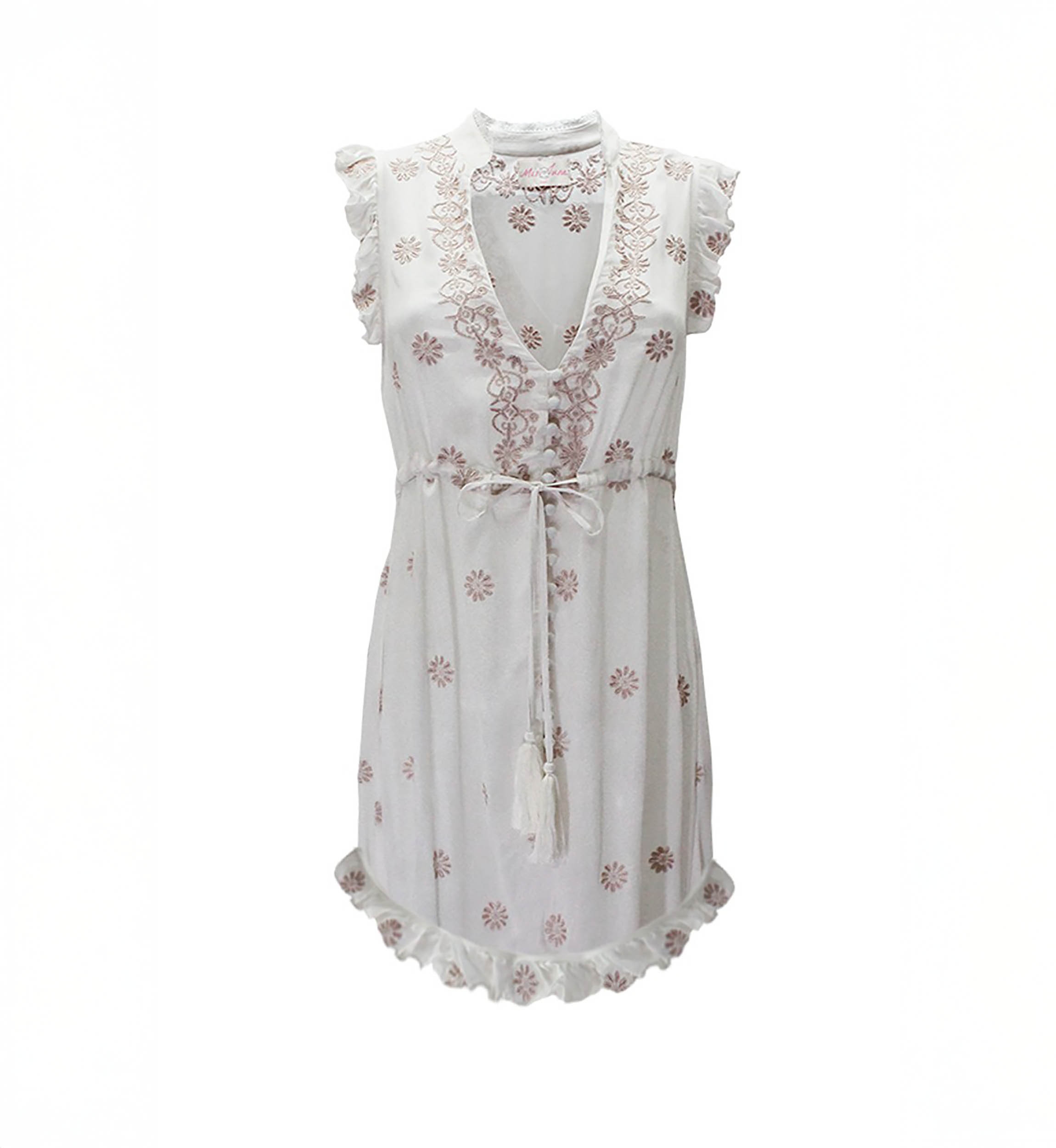 Vestido Corto Nice – Aqua – Blanco – Bohemio – Miss June Paris – 4