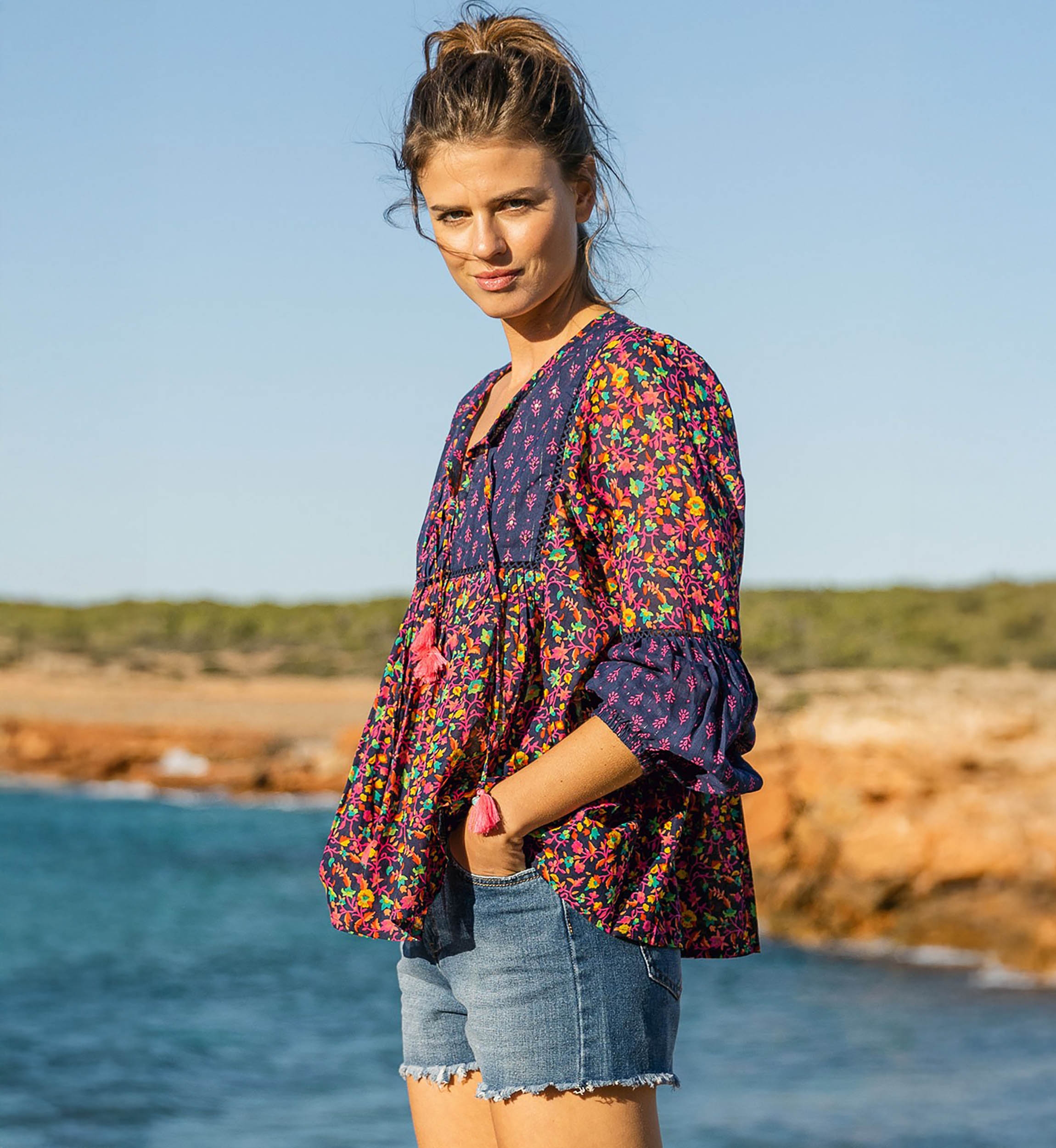 Blusa BUBBLES – Manga longa – Voile de algodão – Boêmio – Miss June Paris – 1