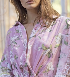 Camisa Tulla - Rosa - Bordado Blanco - Estampado Floral - Estilo Boho - Mangas Largas - Miss June Paris - 3