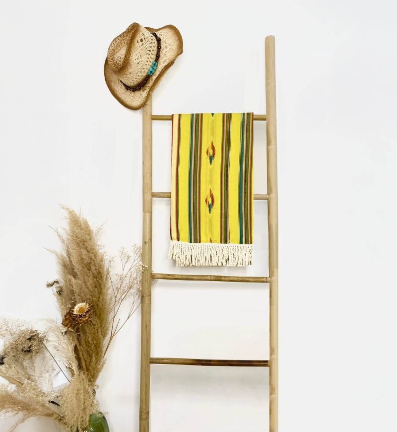Seychelles Beach Fouta – green/yellow/brown – bohemian – with fringes – Miss June Paris – 2