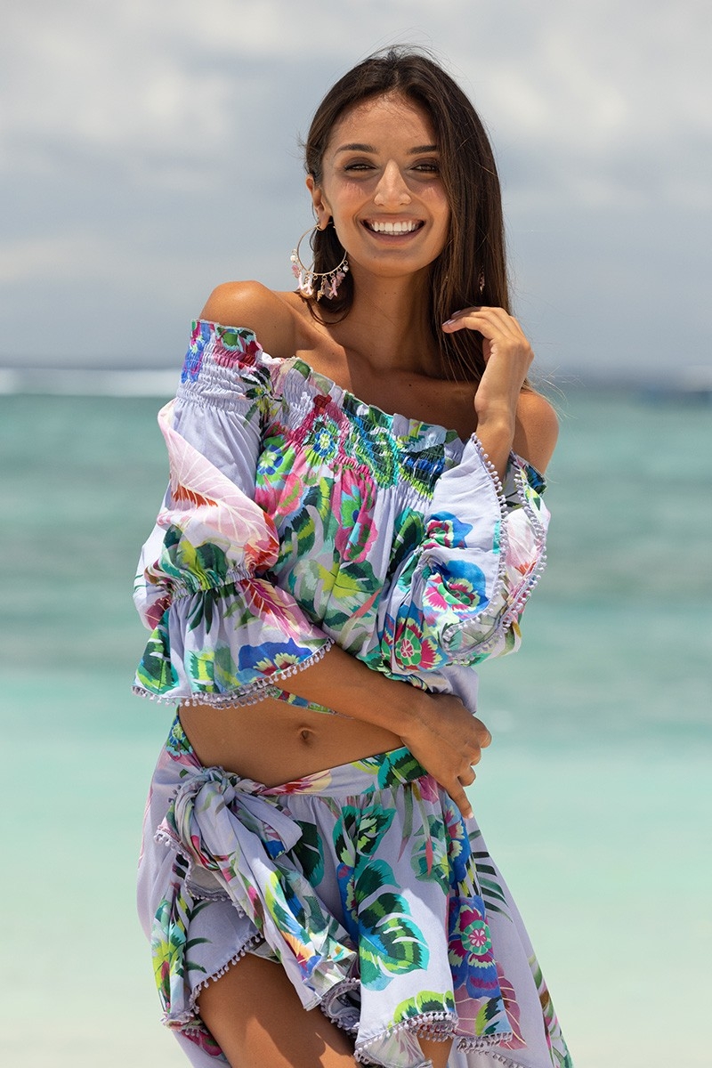 Top de Manga Larga Gin – malva – estampado floral – bohemio – Miss June Paris – 1