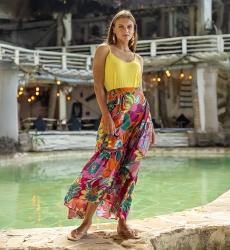 Falda Larga Mimi – multicolor – estampado floral – asimétrica – bohemia – Miss June Paris – 1