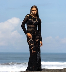 Vestido Longo Birkin - Preto - Crochê - Mangas Longas - Boho - Miss June Paris - 3