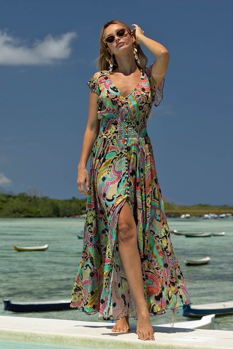 Absinthe Long Dress - Multicolor - Bohemian - Size S/L - Miss June Paris - 2