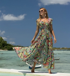 Vestido Longo Absinthe - Multicolorido - Boho - Tamanho S/L - Miss June Paris - 1