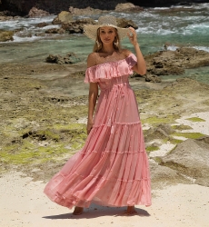 vestido largo rosa bohemio KATE - Miss June