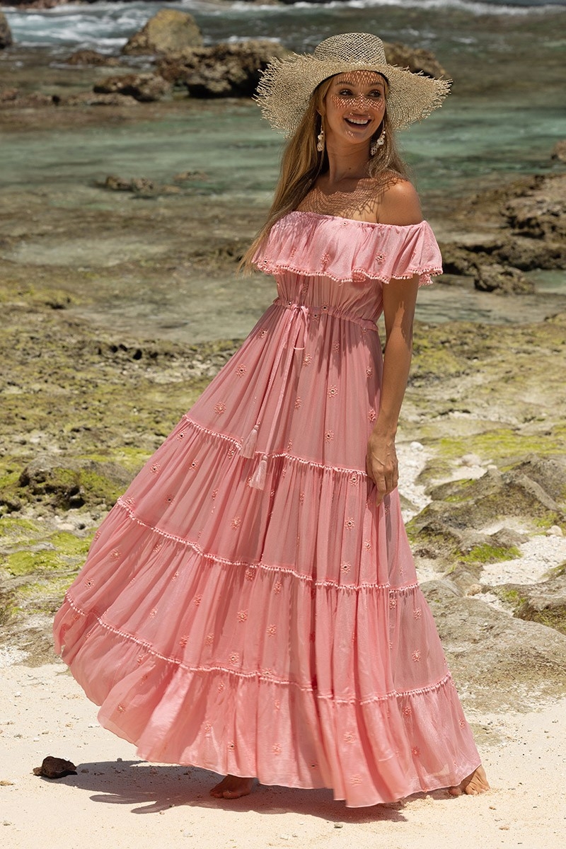 vestido largo rosa bohemio KATE - Miss June