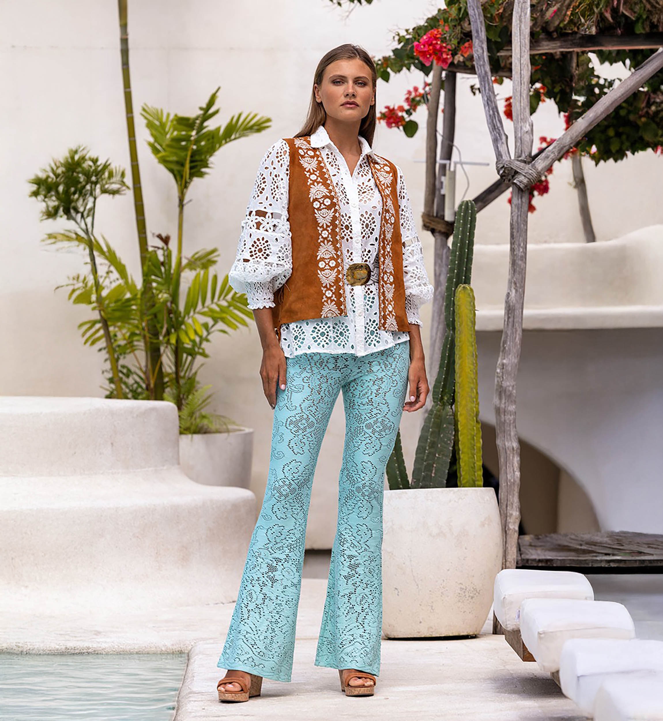 Pantalón Cece – Aqua – Crochet – Bohemio – Miss June Paris – 1