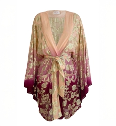 Short Kimono Leny – peach/burgundy – golden details – lurex – bohemian – Miss June Paris – 5