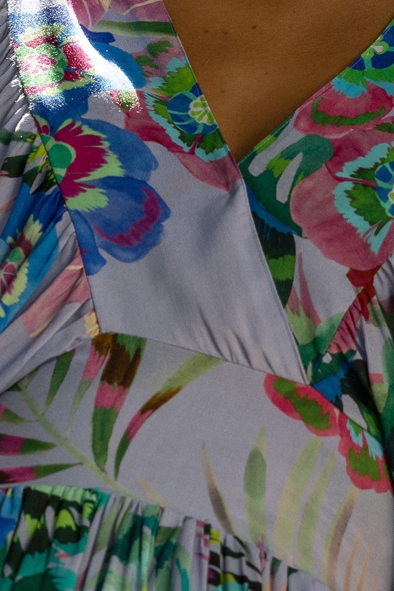 Vestido Curto Falone – lilás pastel – estampa floral – mangas compridas – decote em V – Miss June Paris – 7
