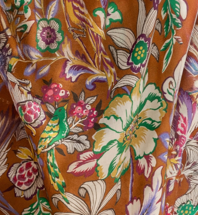 Long Dress Wallis - brown/multicolor - decorated with small mirrors - matching belt - Miss June Paris - 6