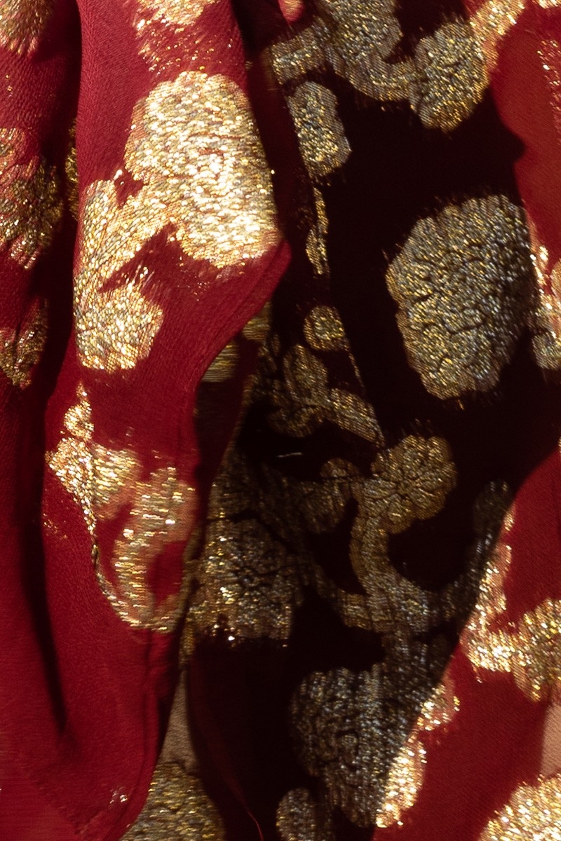 Short Kimono Leny – peach/burgundy – golden details – lurex – bohemian – Miss June Paris – 6