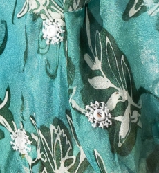 Asymmetric Skirt Izzy – green – white floral print – bohemian style – Miss June Paris – 7