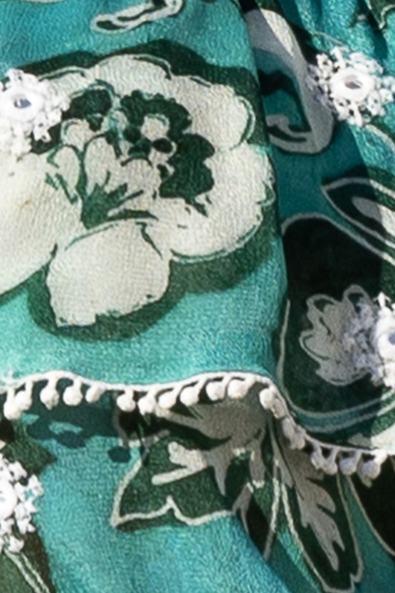 Off-Shoulder Top Thea – green – white floral print – bohemian style – Miss June Paris – 6