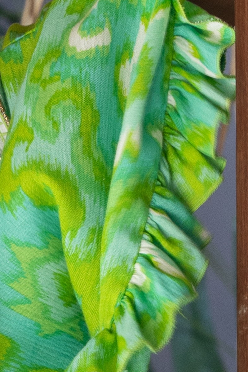 Mini Vestido Mavis - Verde - Mangas Longas - Peitoral Decorado - Detalhes Dourados - Boho - Miss June Paris - 8