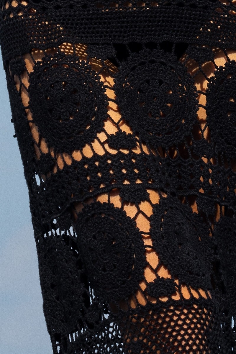 Birkin Long Dress - Black - Crochet - Long Sleeves - Bohemian - Miss June Paris - 6