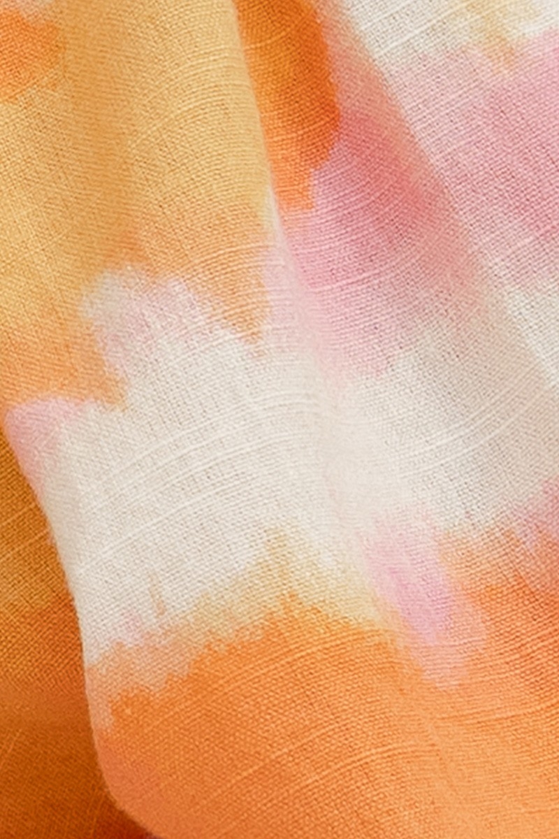 Shirt Hayley – pink/orange – puff long sleeves – tie & dye pattern – bohemian – Miss June Paris – 6