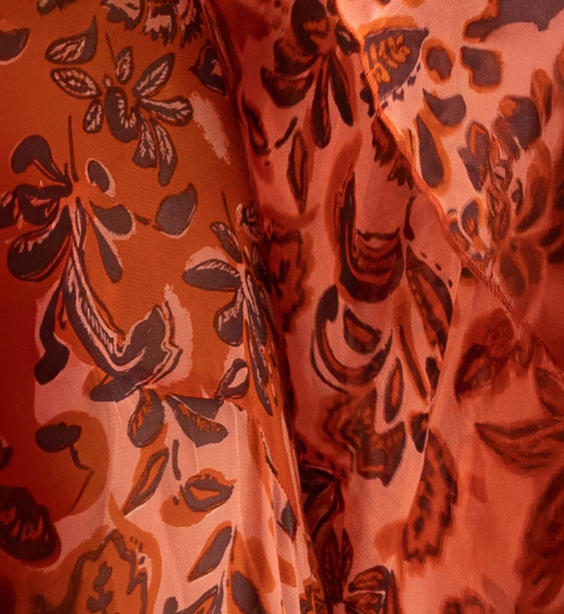 Vanessa Long Dress - Orange - Floral Pattern - Adjustable Straps - Small Ruffles - Boho Chic - Miss June Paris - 6