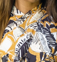 Vestido Longo Sarah - marrom/mostarda - estampa tropical - cinto combinando - boho - Miss June Paris - 6