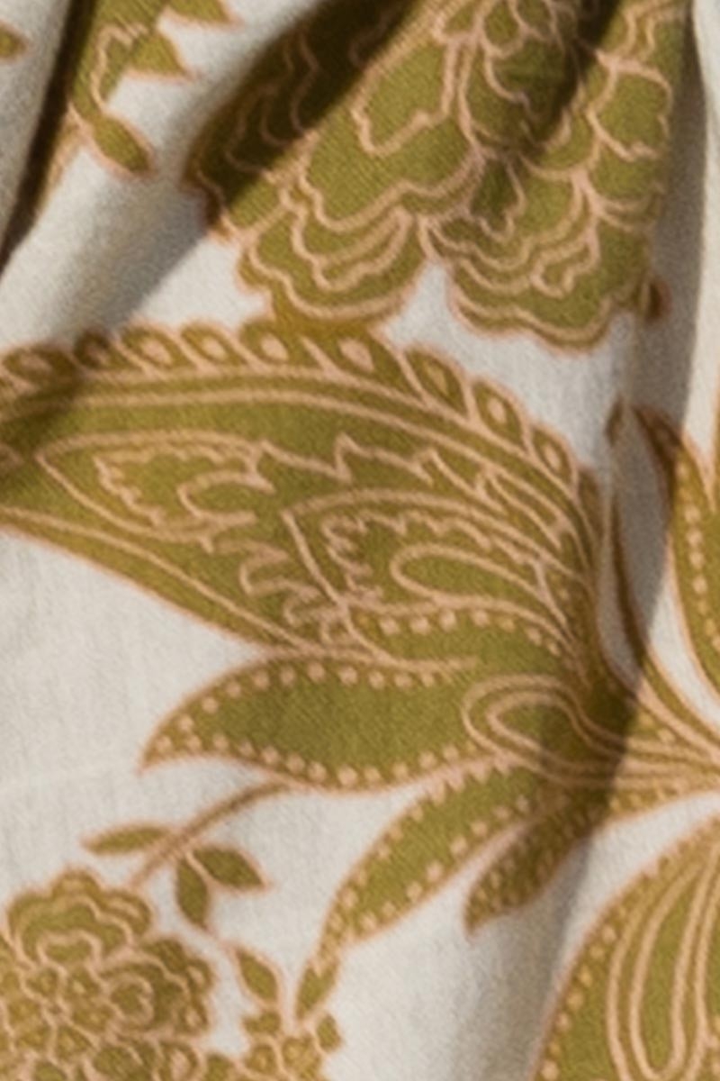 Blouse Demi - ecru - khaki paisley print - V-neckline - tied under the bust - short sleeves - Miss June Paris - 5