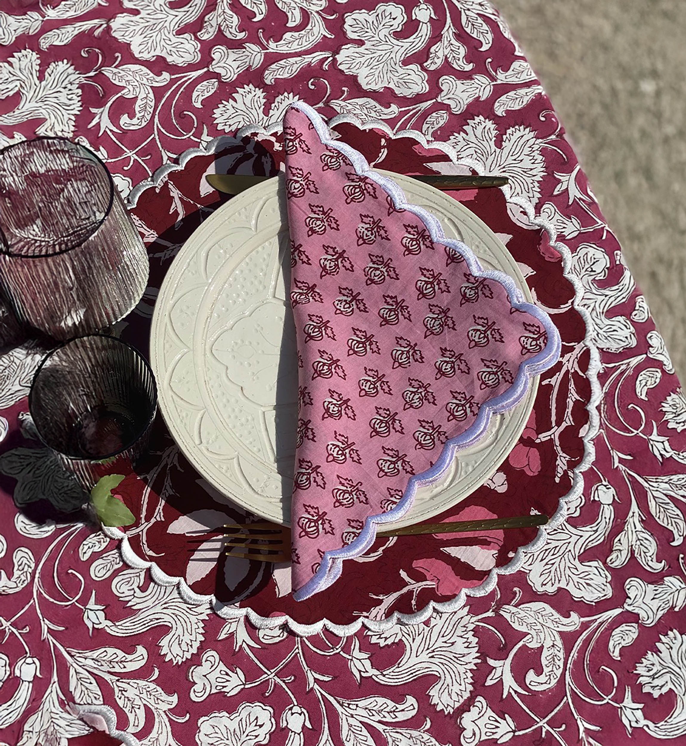 Red Blossom Placemat Set (Set of 2) – floral pattern – 100% cotton – boho style – Jardin Botanique – Miss June Paris – 3