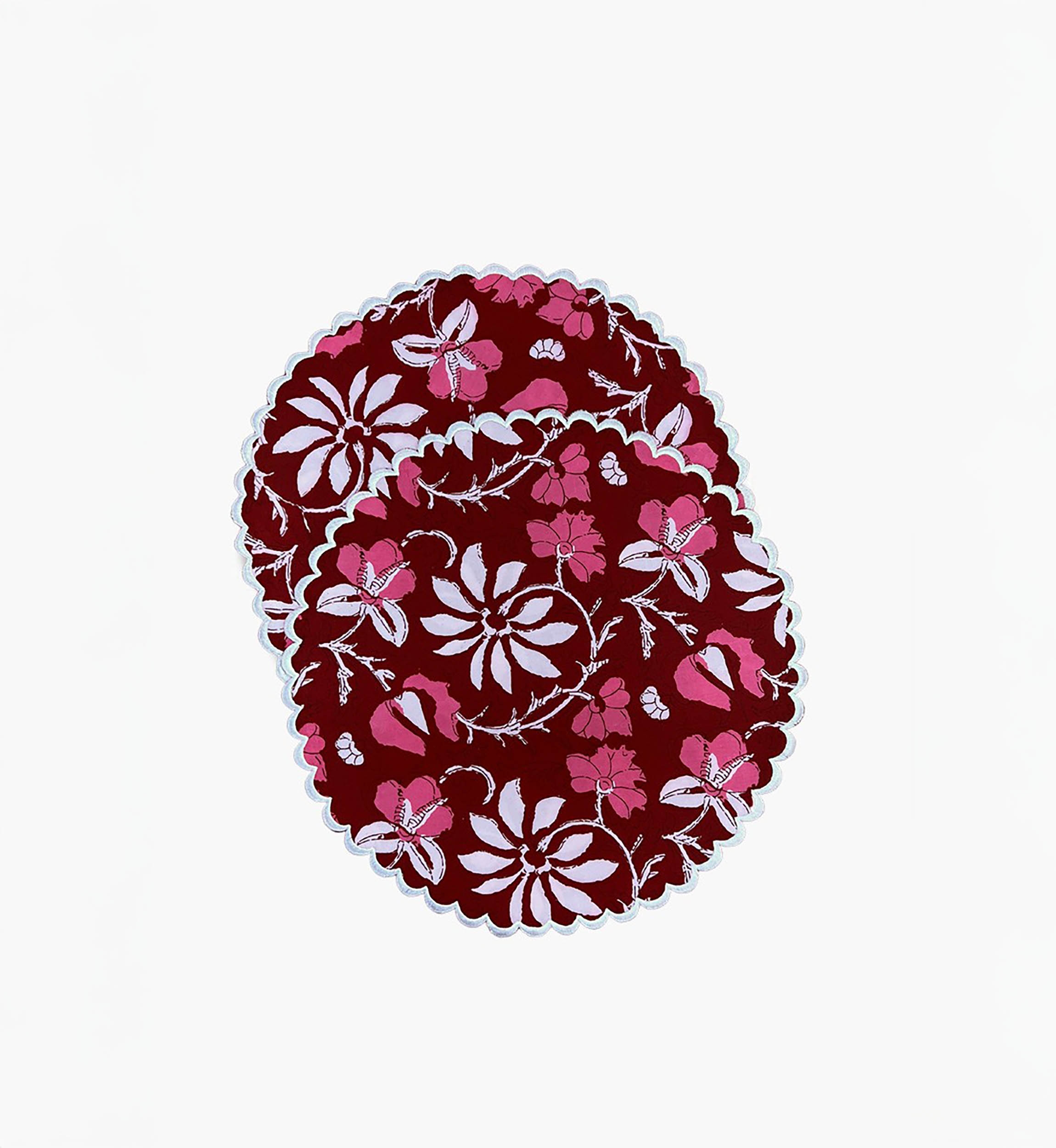 Red Blossom Placemat Set (Set of 2) – floral pattern – 100% cotton – boho style – Jardin Botanique – Miss June Paris – 1