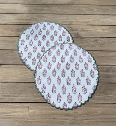 Blazing White Placemat Set (Set of 2) – round – 100% cotton – floral patterns – Jardin Botanique – Miss June Paris – 4