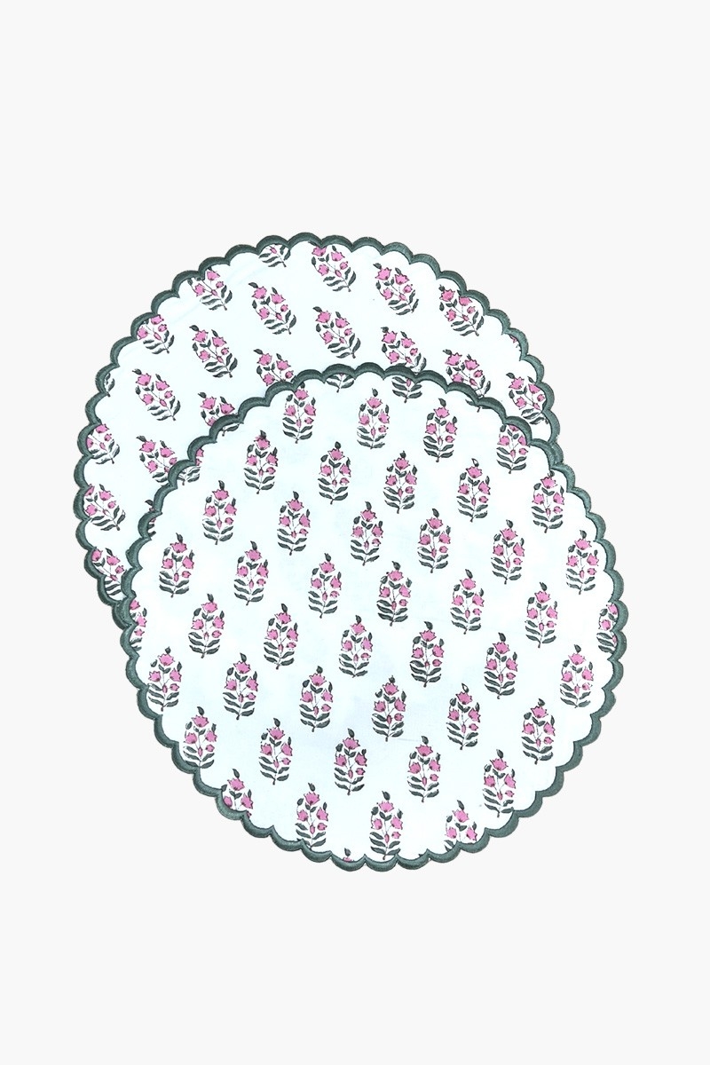 Juego de individuales Blazing White (Lote de 2) – redondos – 100% algodón – Jardín Botánico – Miss June Paris – 1