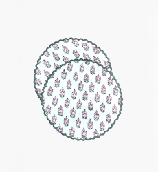 Blazing White Placemat Set (Set of 2) – round – 100% cotton – floral patterns – Jardin Botanique – Miss June Paris – 1