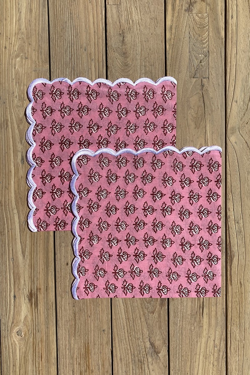 Petal Pink Napkin Set (Set of 2) – square – 100% cotton – floral patterns – Jardin Botanique – Miss June Paris – 3