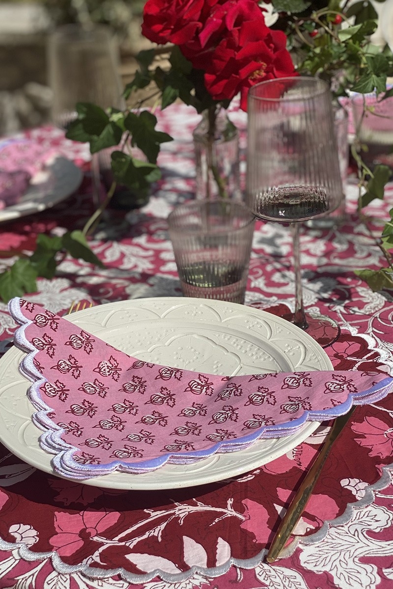 Petal Pink Napkin Set (Set of 2) – square – 100% cotton – floral patterns – Jardin Botanique – Miss June Paris – 2
