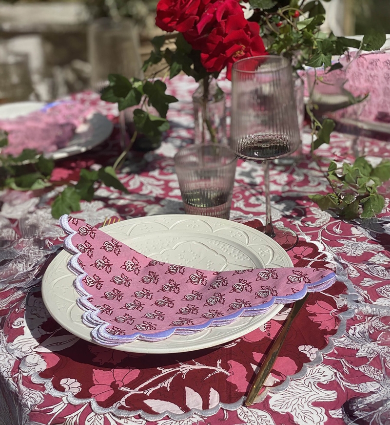 Petal Pink Napkin Set (Set of 2) – square – 100% cotton – floral patterns – Jardin Botanique – Miss June Paris – 2