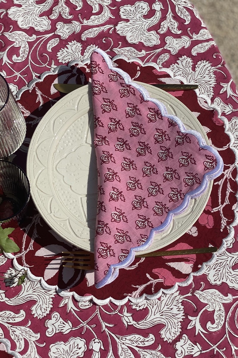 Petal Pink Napkin Set (Set of 2) – square – 100% cotton – floral patterns – Jardin Botanique – Miss June Paris – 4