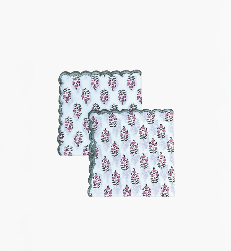 Pimrose Napkin Set (Set of 2) – square – cotton – floral design – Jardin Botanique – Miss June Paris – 1