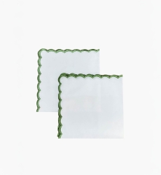 Absinthe Green Napkin Set (Set of 2) – white – 100% cotton – green embroidery – Jardin Botanique – Miss June Paris – 1