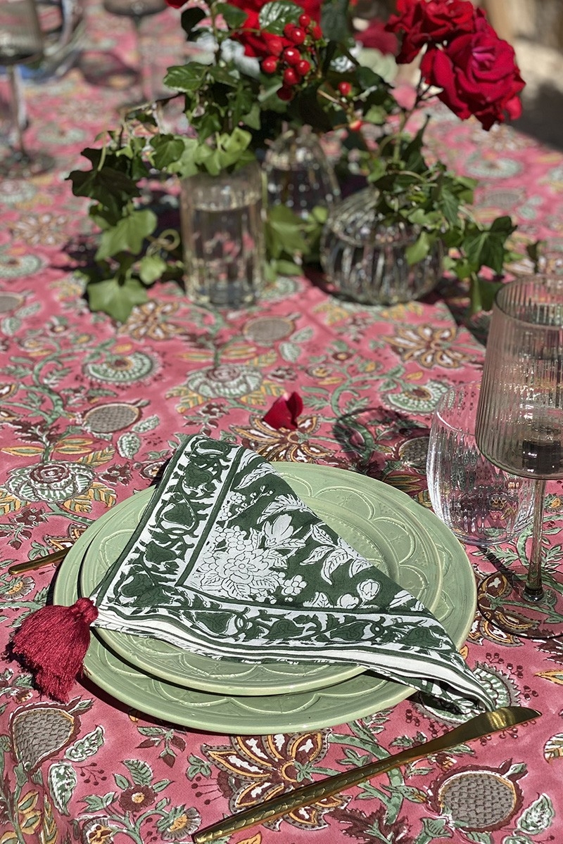 Guardanapo Moonlight Green (Conjunto de 2) – floral – algodão – estilo boho chic – Jardim Botânico – Miss June Paris – 5