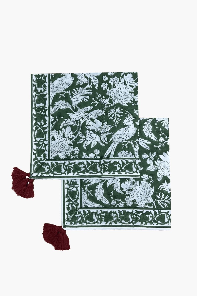 Guardanapo Moonlight Green (Conjunto de 2) – floral – algodão – estilo boho chic – Jardim Botânico – Miss June Paris – 1