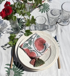 Imperial Lotus Napkin Set (Set of 2) – green/pink – bohemian floral design – Jardin Botanique – Miss June Paris – 2