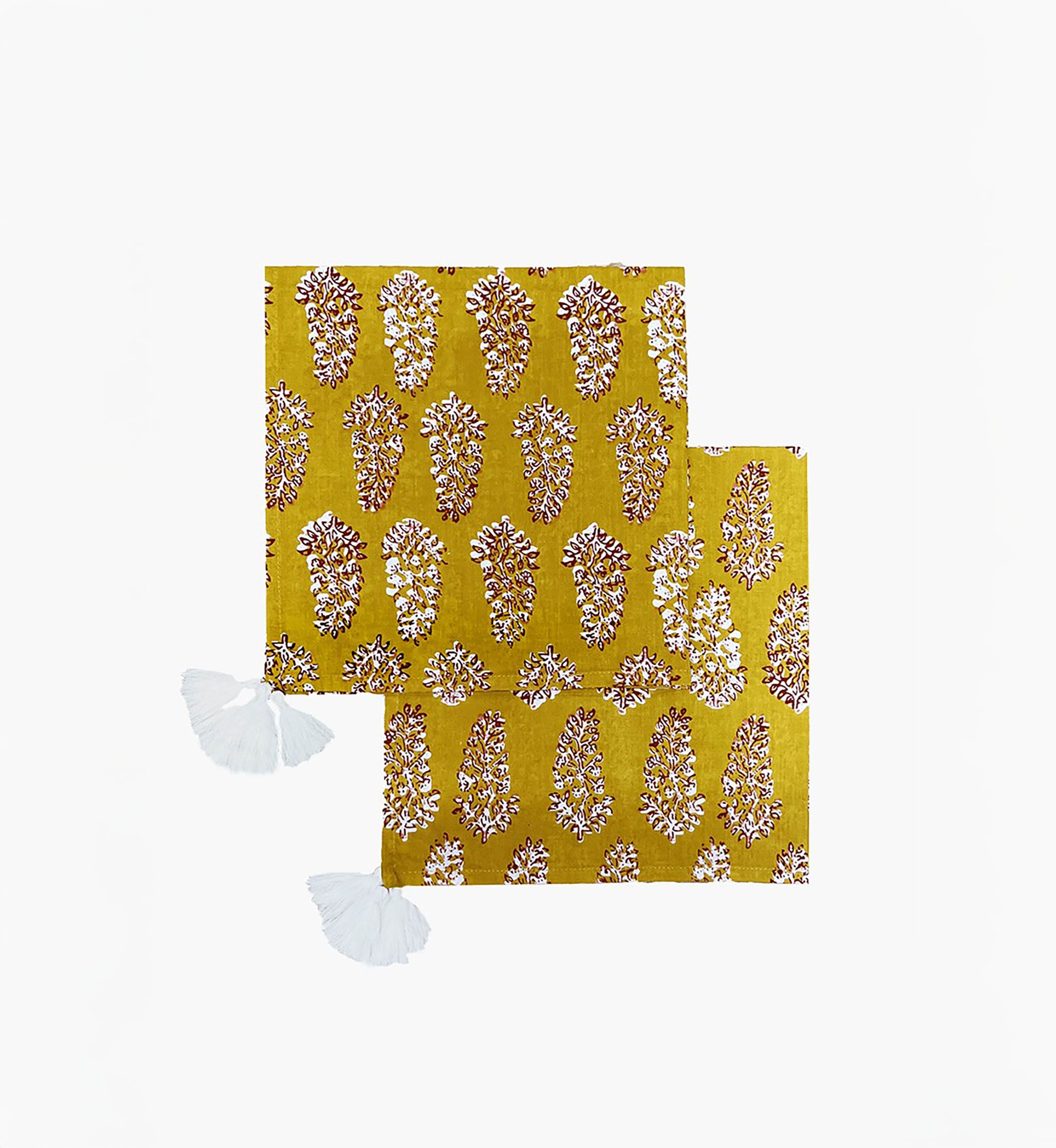 Misty Curry Napkin Set (Set of 2) – 100% cotton – bohemian floral design – Jardin Botanique – Miss June Paris – 1