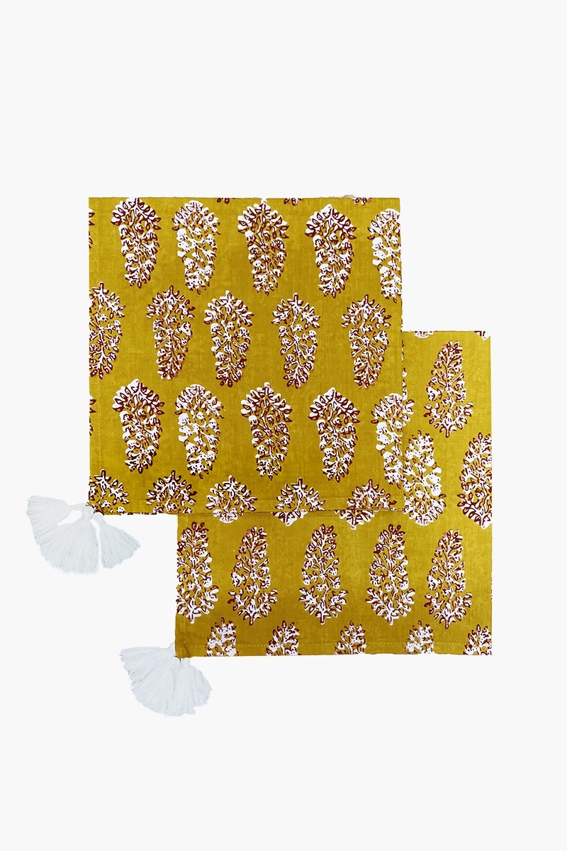 Guardanapos Misty Curry (Conjunto de 2) – 100% algodão – design floral boêmio – Jardim Botânico – Miss June Paris – 1