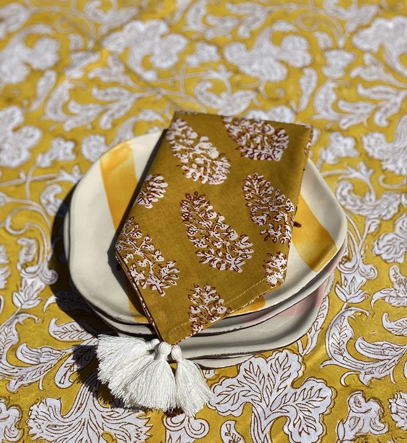 Guardanapos Misty Curry (Conjunto de 2) – 100% algodão – design floral boêmio – Jardim Botânico – Miss June Paris – 2