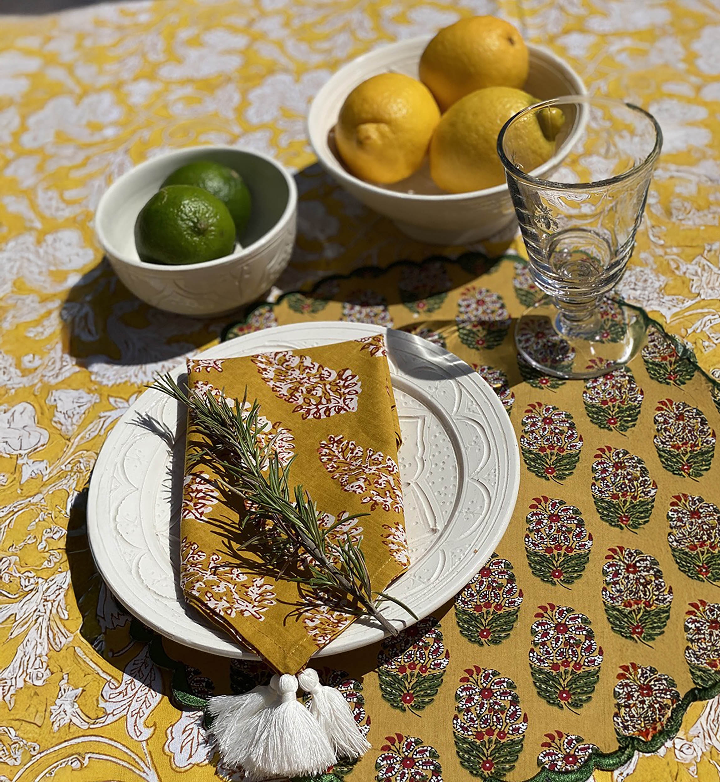 Guardanapos Misty Curry (Conjunto de 2) – 100% algodão – design floral boêmio – Jardim Botânico – Miss June Paris – 3